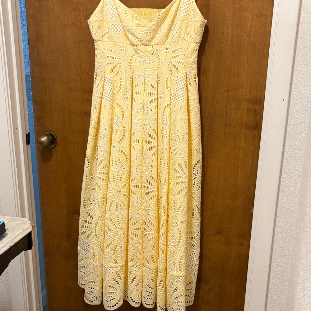 22. Antonio Melanie Elegant Yellow Lace Dress